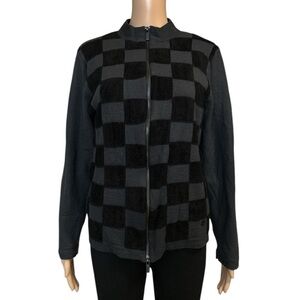 Armani Women's Zip-Up Checkered Jacket - Size XL